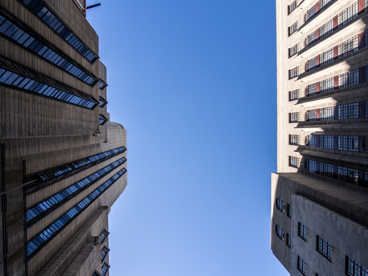 Commercial buildings in a business district