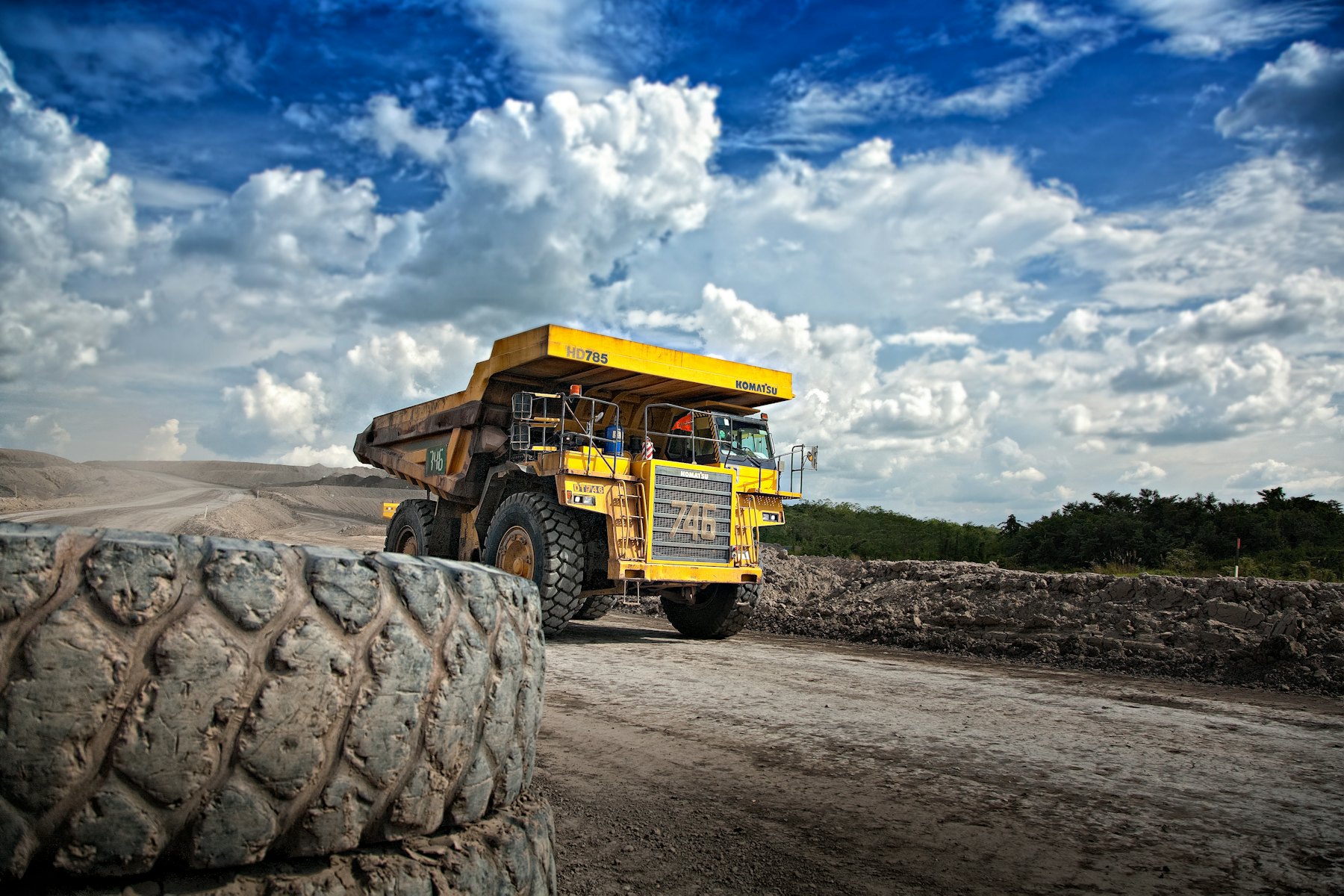 Haul truck at an open pit mining operation
