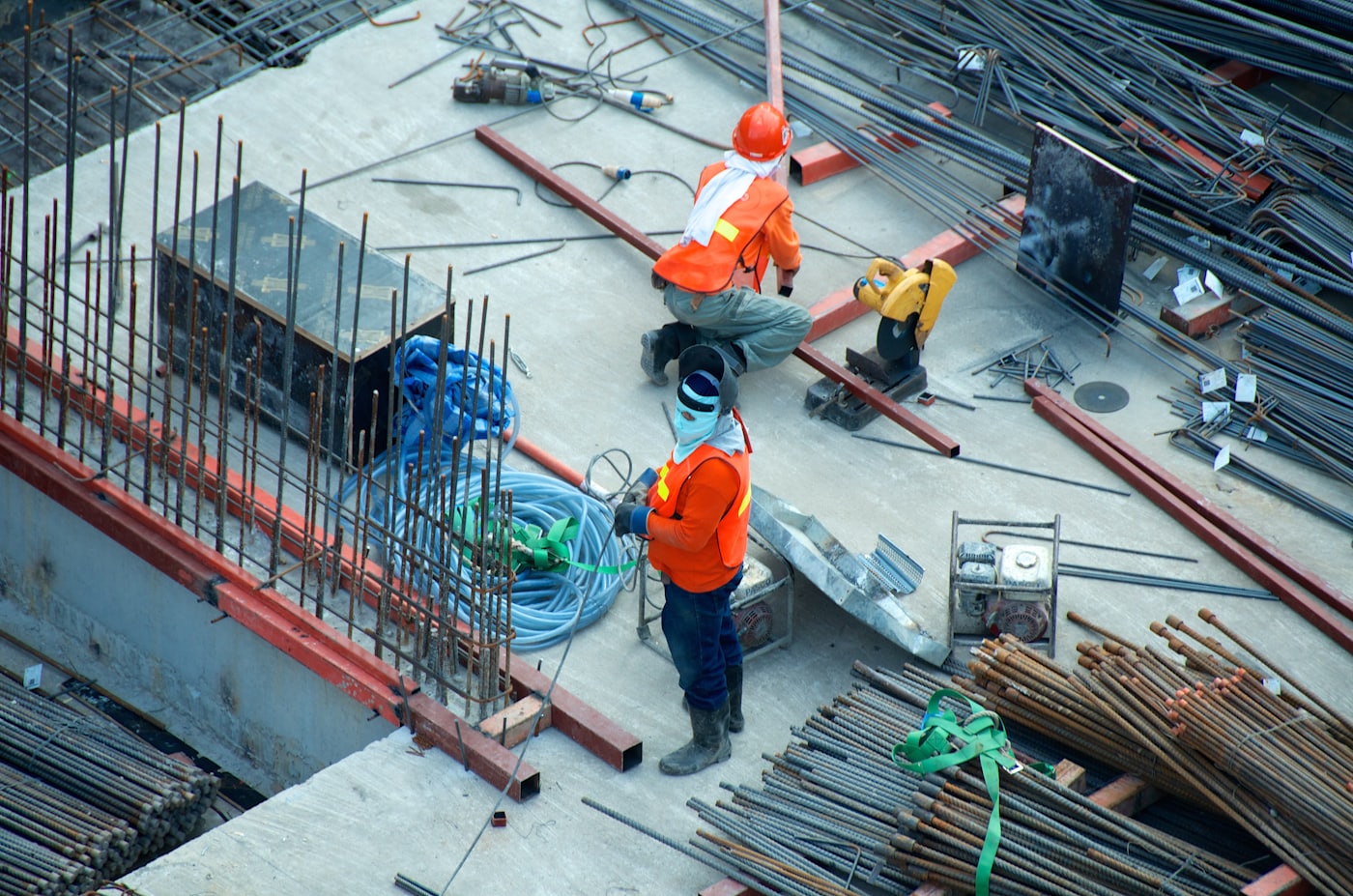 Reinforcement steel stacked on a project site